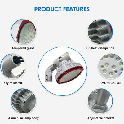 چراغ های پرنور ضد انفجار ضد آب IP65 با توان 30 وات، 40 وات و 50 وات با بازدهی 100-110 لومن بر وات برای مناطق خطرناک