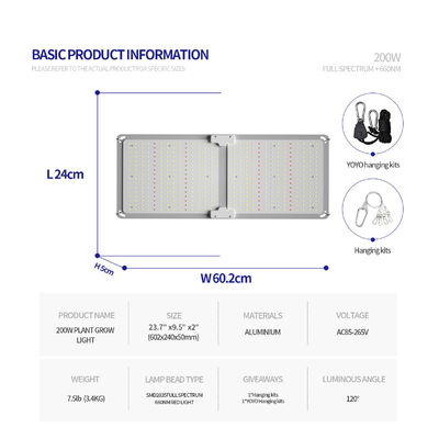 چراغ رشد LED با طیف کامل 200 وات، قابل تنظیم نور، سیستم روشنایی گلخانه T5 برای رشد گیاه