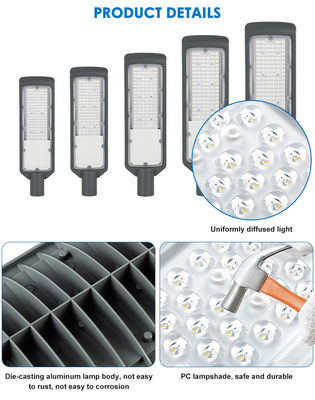 3000-6500K IP65 ضد آب 50 - 200w LED Street Light آلومینیوم ریخته گری
