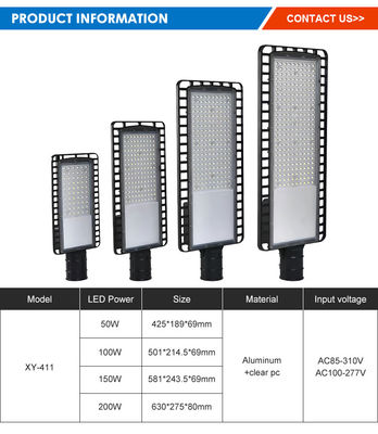 کارایی انرژی لامپ خیابانی بزرگراه 50W/100W/150W/200W آلومینیوم + PC