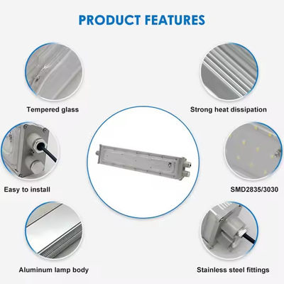 چراغ خطی ضد انفجار LED SMD2835 IP65 با شیشه سکوریت آلومینیومی برای مکان های خطرناک