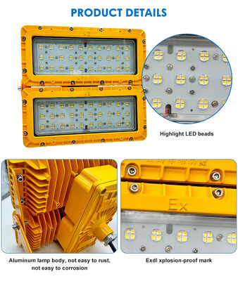 300W LED ضد انفجار نور سیلاب باتری اورژانسی پشتیبان 120min ATEX Egress ایمنی IP66 آلومینیوم ADC12
