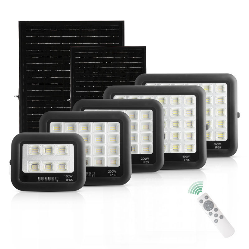 Ip65 ABS چراغ خورشیدی شیشه گرم 100w 200w 300w 400w 500w چراغ خورشیدی LED