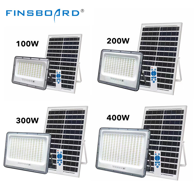 طرح جدید کنترل از راه دور در فضای باز ضد آب Ip65 چراغ سیلاب LED 100w 200w 300w 400w نور سیلاب خورشیدی