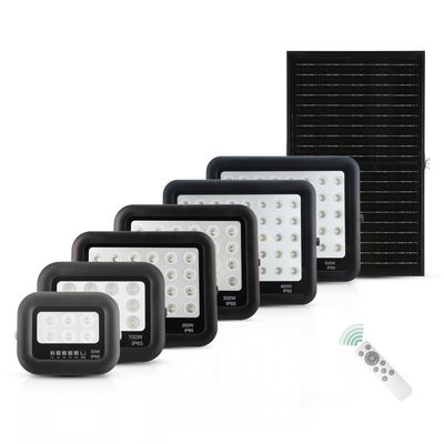 چراغ خورشیدی ABS سیاه کنترل از راه دور 50w 100w 200w 300w 400w 500w چراغ خورشیدی LED